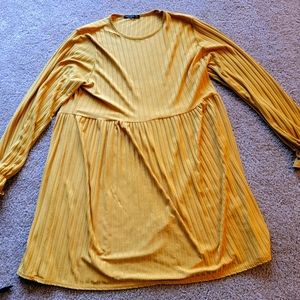 Nasty Gal US18 ribbed mustard dress